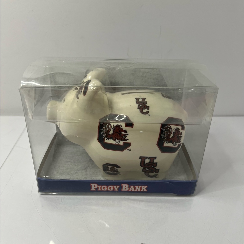 University South Carolina USC Gamecocks Ceramic Piggy Bank New In Package